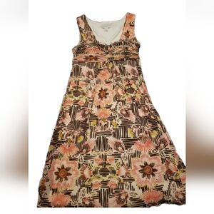 Dressbarn 10 Y2K Sleeveless Mesh Padded Bust Side Zip Pink Brown Dress Lined